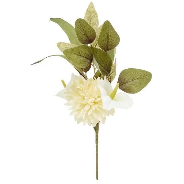 Piquet fleur artificielle arum H30cm blanc