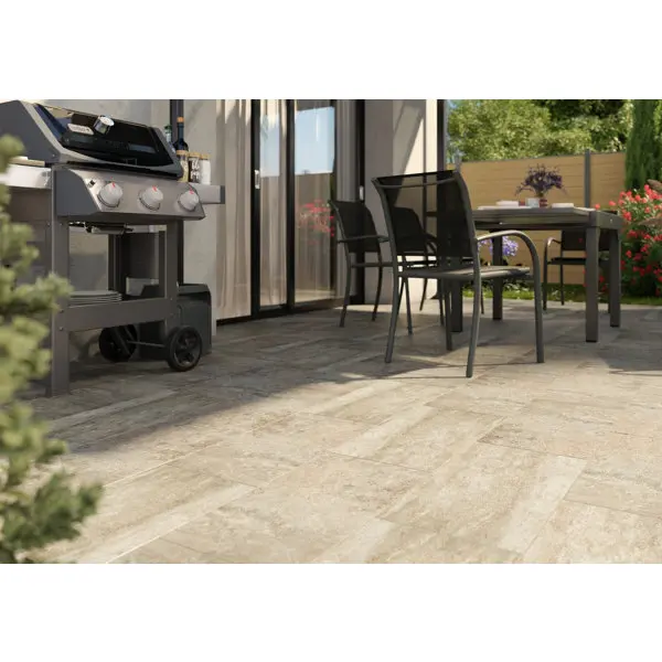 Carrelage de sol extérieur "Volfy" beige - l. 30 x L. 60 cm
