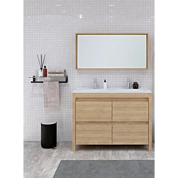 Ensemble de salle de bains meuble 4 tiroirs + vasque + miroir EVASION - L. 120 cm