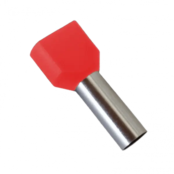 Embouts de câblage DOUBLE pour fil souple section 1mm² - Rouge - Collerette isolante - Sachet de 100 pièces