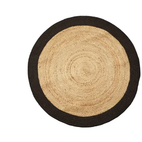Tapis rond jute naturel contour noir Ø90cm