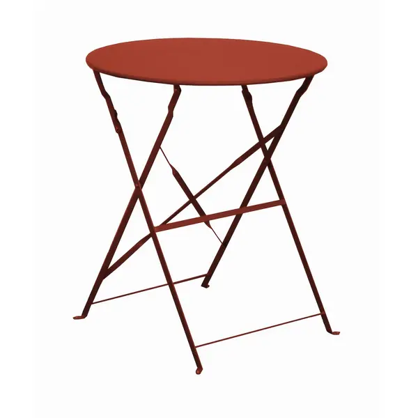 Guéridon pliant en acier - CUBA RD60 - Plateau rond Ø 60 cm - Hauteur 71 cm - Coloris terra - PROLOISIRS