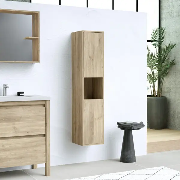 Colonne de rangement imitation bois foncé AUTHENTIK 140 x 30 x 35 cm