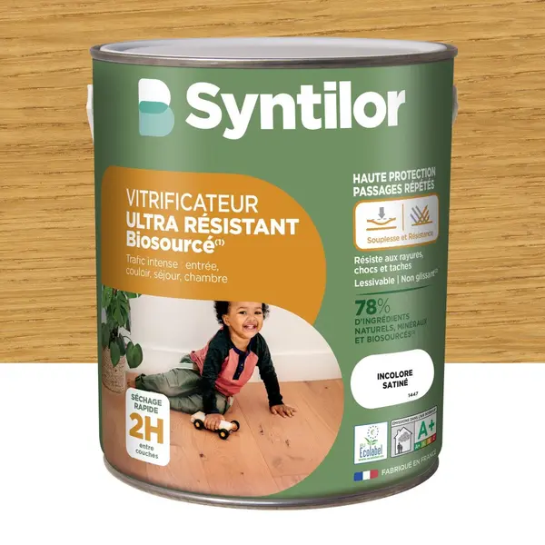 Vitrificateur parquet Nature protect SYNTILOR, incolore satiné 2.5 l - SYNTILOR