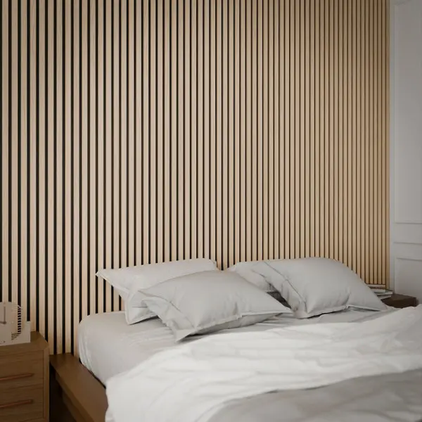 Panneau tasseaux acoustique MDF finition chêne clair - 2440 x 600 mm, épaisseur 21 mm