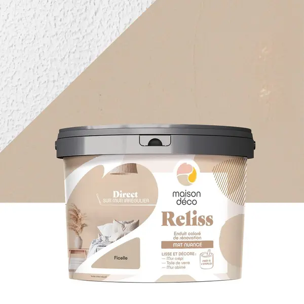Enduit décoratif Reliss 2en1 MAISON DECO, ficelle, 15kg - MAISON DECO