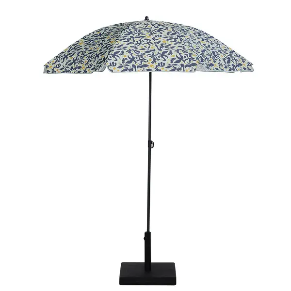 Parasol centré inclinable Sun Ø160xH195cm acier et polyester motif algue