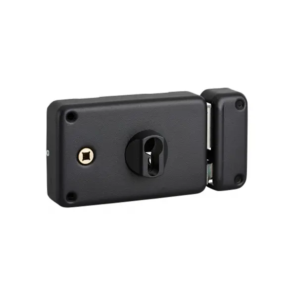 Boitier de serrure horizontale en applique double entrée pour entrée, droite poussant, axe 60mm, 140x88mm, noir - THIRARD