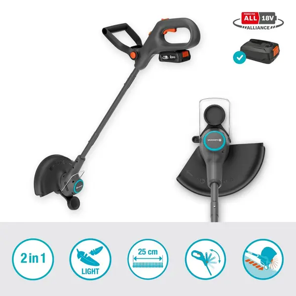 Coupe-bordures à batterie 2-en-1 - EasyTrim 25 18V P4A - 25 cm - 2,1 kg - GARDENA