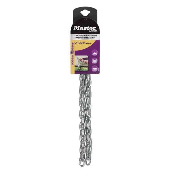 Master Lock 8011EURD Chaîne en acier cémenté, 100 cm x 0,6 cm - MASTER LOCK