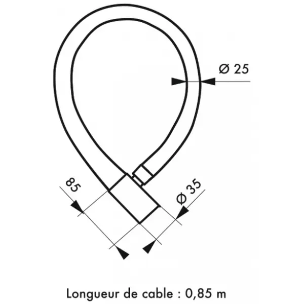 Antivol à clé Scorp, câble acier, vélo, 25mmx0.85m, 2 clés, noir - THIRARD