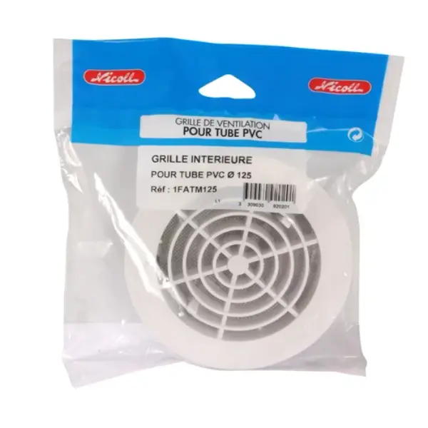 Grille aération ronde à fermeture pour tube PVC Ø125