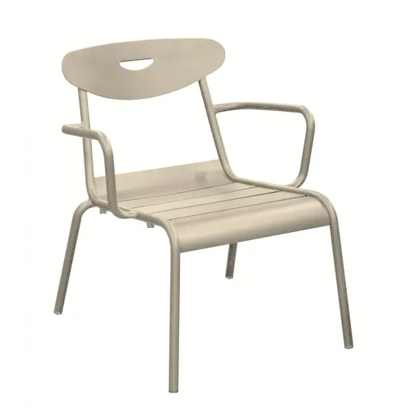 Fauteuil empilable en aluminium - SMILEY - Structure tube rond Ø 25 mm - Coloris crème - PROLOISIRS