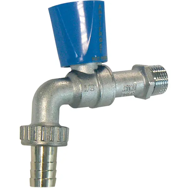 Robinet de puisage laiton chromé antigel volant bleu DN1/2"-3/4" D16 - Série 698 15x21 - 20x27