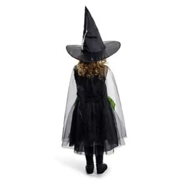Déguisement enfant Halloween sorcière robe chapeau noir vert 7/10ans
