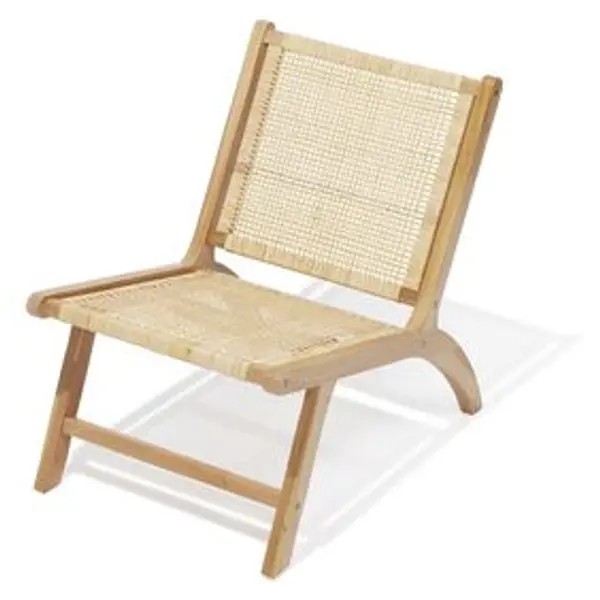 Fauteuil Nidam bois d'acajou et rotin naturel L54xP77xH71 cm