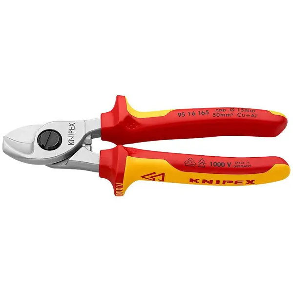 Coupe-cables électriques simple tranchant - 15mm L 165 mm - KNIPEX