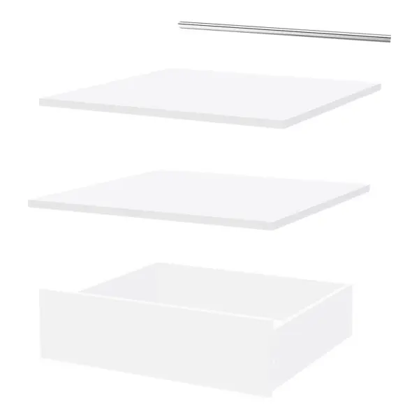 2 étagères + 1 tiroir + 1 barre de penderie 60 cm - Pack 4 CICERO blanc