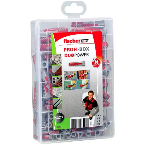 Assortiment de 132 chevilles duopower profibox tout type de mur assortiment - FISCHER