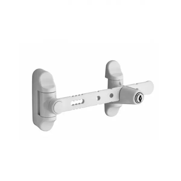 Entrebailleur à clé pour fenêtre 1 à 2 vantaux, 158mm, laqué blanc, 2 clés - THIRARD