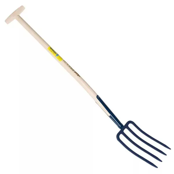 Fourche à bêcher à soie 4 dents 27 manche béquille tournée - PERRIN