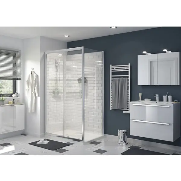 Porte de douche coulissante 2 volets "Beloya" l.120 cm en verre transparent