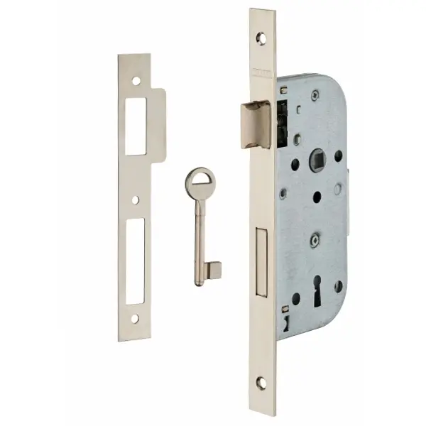 Serrure encastrable à clé pour porte de chambre, 1/2 tour, axe 40mm, bouts carrés, 1 clé - THIRARD