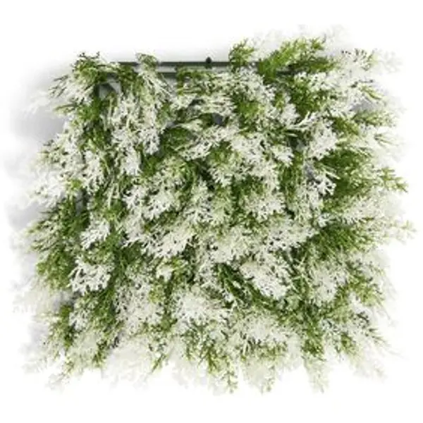 Carré végétal artificiel cyprès vert et blanc 25x25cm clipsable