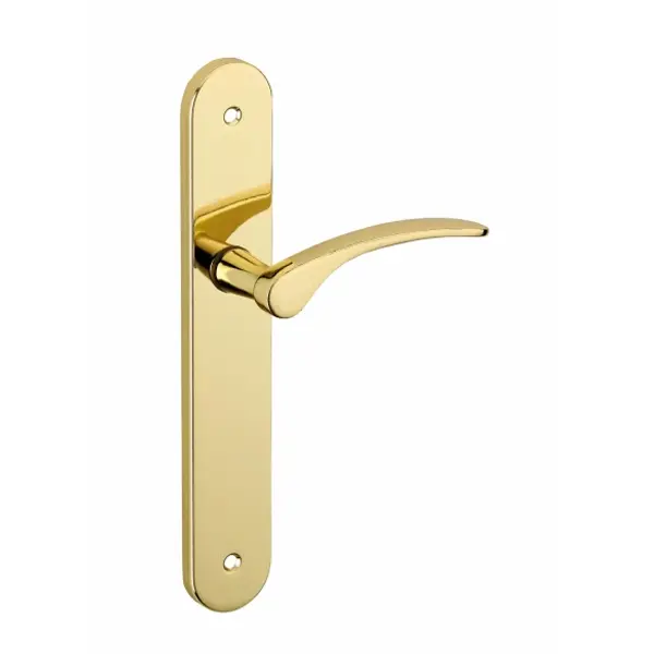 Ensemble de poignées pour porte intérieure Dionysos sans trou, carré 7mm, entr'axes 195mm, laitonné - THIRARD