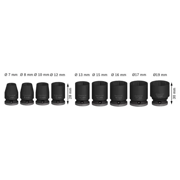 Set 9 Douilles Courtes Impact 3/8 Bosch