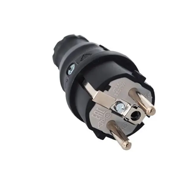 Fiche male caoutchouc brochage domestique français 220V 16A 2P+T - Étanche IP44