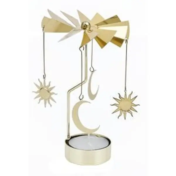 Bougeoir carrousel doré Ø8xH17cm