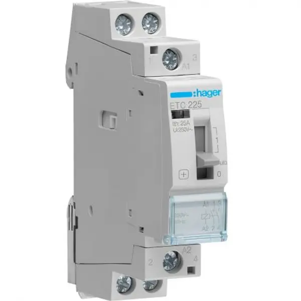 ETC225 Hager - Contacteur chauffe eau Double tarif (jour nuit) 25A 2NO - bobine 230Vca