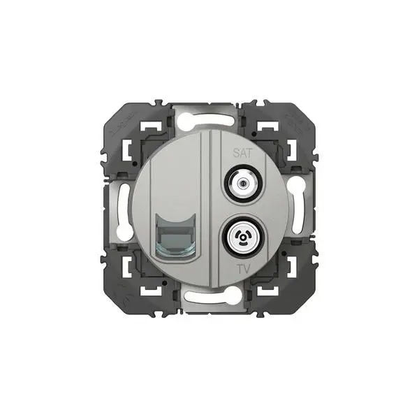 Prise TV-SAT + RJ45 cat6 STP compacte dooxie finition alu - 600458