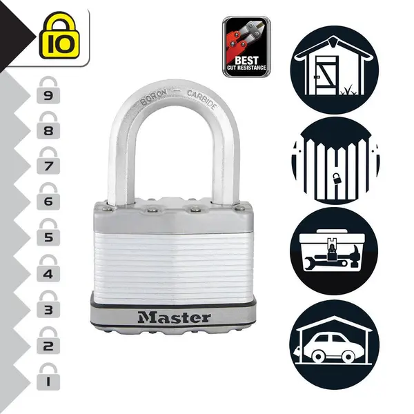 Cadenas à clé en acier laminé, MASTER LOCK, l.64 mm - MASTER LOCK
