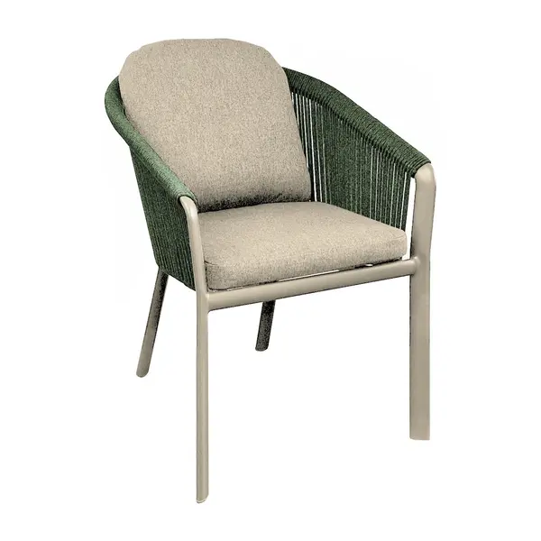 Fauteuil repas - BELLADONE - Crème vert - Aluminium époxy et rope - PROLOISIRS