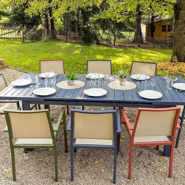 Fauteuil de jardin - Santorin - aluminium et textilène - kaki - empilable - 58 x 55 x 85 cm - Jardiline