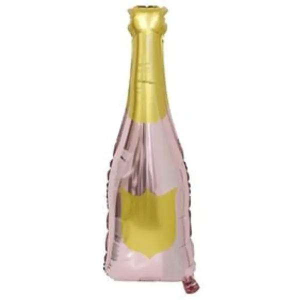 Ballon alu forme bouteille rose et dorée 78cm