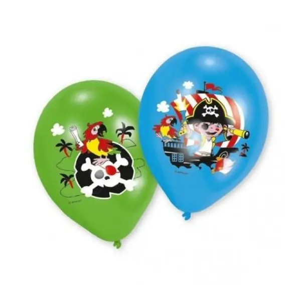 Ballons latex pirates bleu et vert x6 9902174