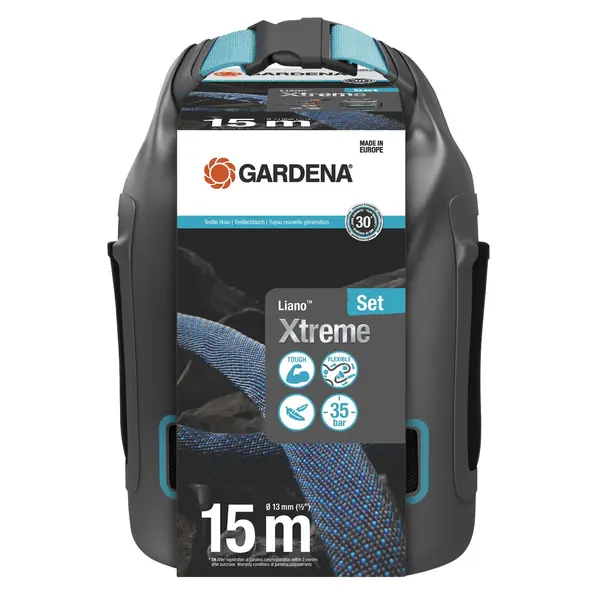 Kit tuyau Liano™Xtreme 15m, Ø 13mm + sac de rangement et pièces - ultra résistant - GARDENA