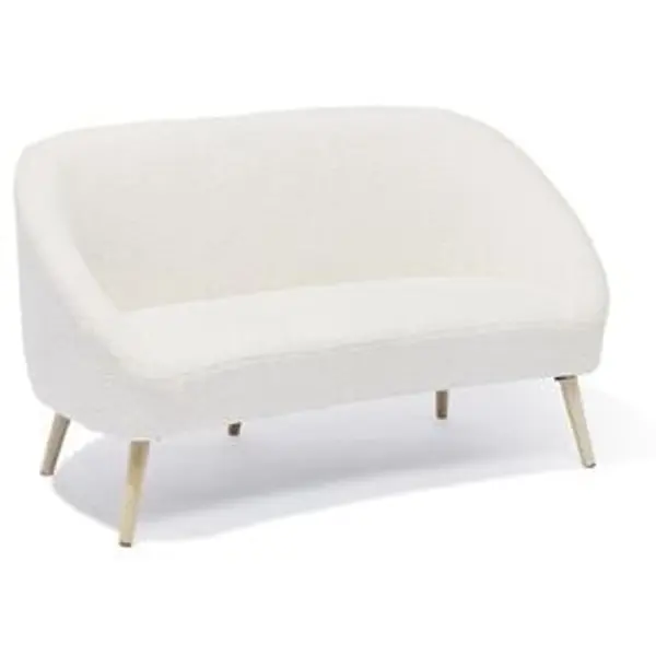 Canapé Joseph curly effet laine bouclée blanc - L137xP69xH79 d