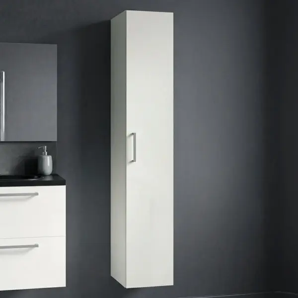 Colonne de rangement salle de bain gris perle IDALIE 180 x 30 x 36 cm