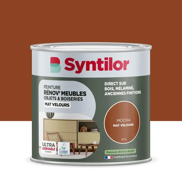 Peinture de rénovation meuble et objet SYNTILOR mocha velours 0,5L - SYNTILOR
