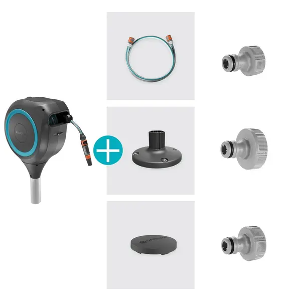 Dévidoir automatique pour terrasse RollUp M 20m - Bleu - GARDENA