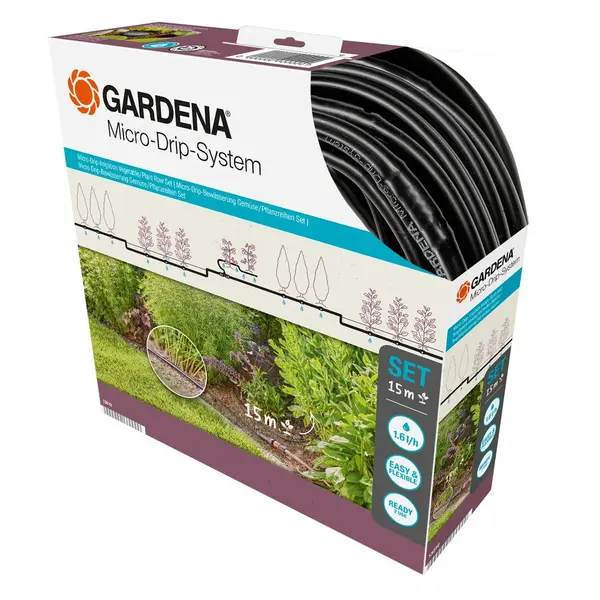 Kit d'irrigation Micro-Drip system pour les haies - 15 m - 4,6 mm - GARDENA