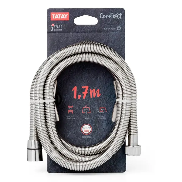 Flexible de douche Comfort chrome, 1,70M, TATAY - TATAY