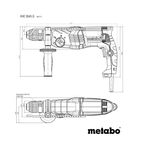 Marteau perforateur burineur SDS Plus KHE 2645 Quick Coffret - Metabo
