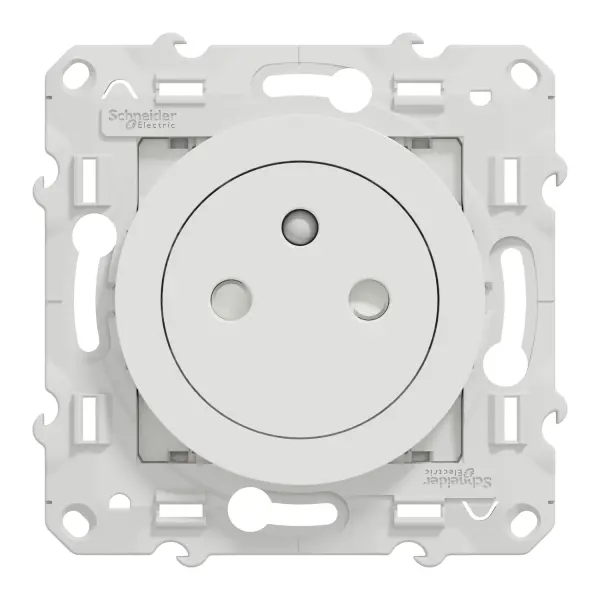 Prise électrique 2P+T affleurante Schneider Odace S520052 – Blanc 16A sans vis – Installation rapide