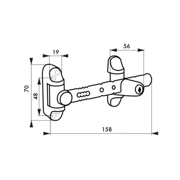 Entrebailleur à clé pour fenêtre 1 à 2 vantaux, 158mm, laqué blanc, 2 clés - THIRARD