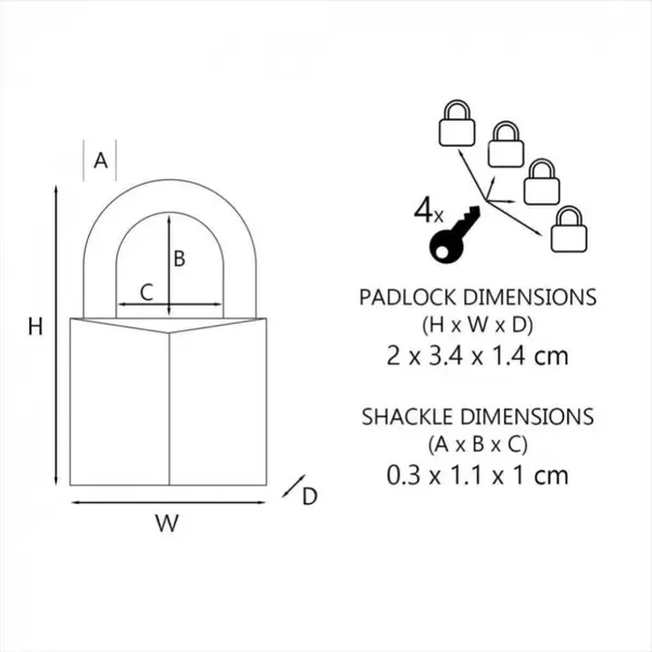 Lot de 4 cadenas à clé MASTER LOCK aluminium, l.20 mm - MASTER LOCK